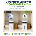 Powerful dehumidifier capacity removes up to 300ml moisture per day