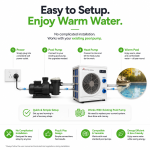 Simple installation diagram showing how to set up a GMC swimming pool heat pump.